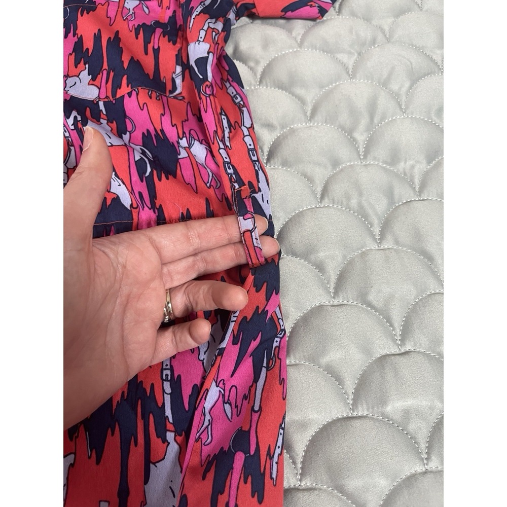 Vero Moda  Colorful Equestrian Horse Dress XS Short Sleeve Button Up Western - Picture 7 of 10